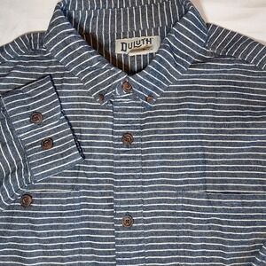 Duluth Trading Men's‎ XL Railroad Stripe Heavy Button Up Blue Shirt Shacket